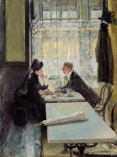 Lovers in a Cafe by Gotthardt Johann Kuehl